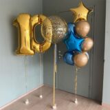 Композиция шаров с цифрой 10, баблс и звездами