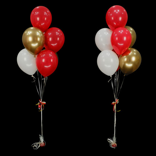 фонтаны шаров красный белый золото