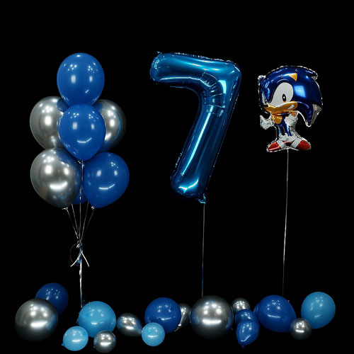 композиция шаров с цифрой 7 и Соником
