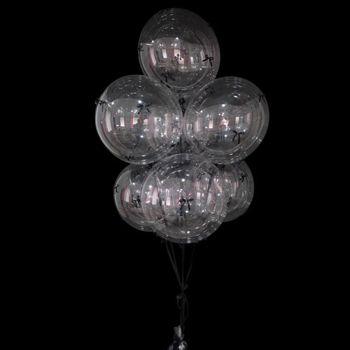 фонтан из прозрачных шаров баблс с бантиками