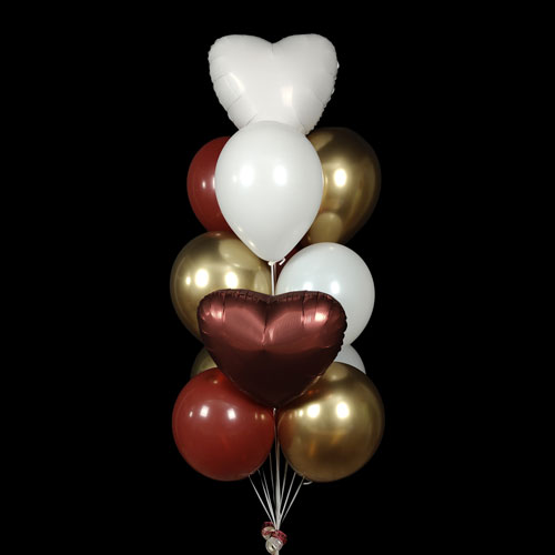 композиция шаров с сердцами белый мерло золото
