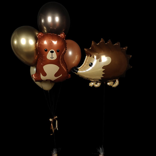 композиция шаров с мишкой и ёжиком