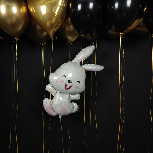 композиция шаров с зайчиком черный золото