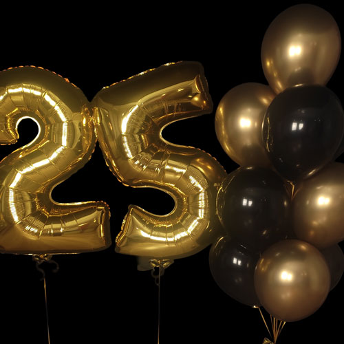композиция шаров с цифрами 25 черный золото