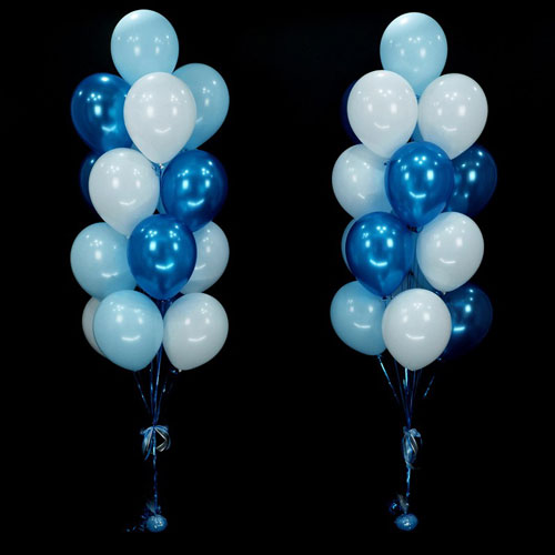 фонтаны шаров в сине голубой гамме