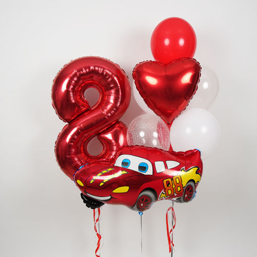 набор шаров по акции красный с цифрой и фигурой