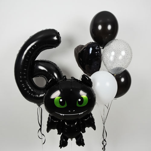 набор шаров по акции черный с цифрой и фигурой