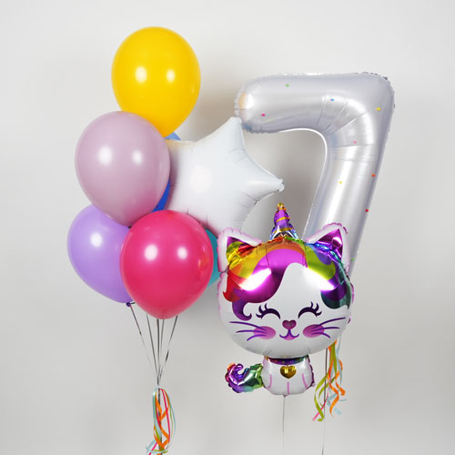 набор шаров по акции ассорти с белой цифрой и фигурой